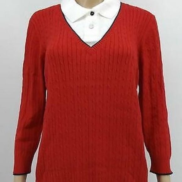 Ralph Lauren Sweaters - RALPH Lauren Women's  Active Golf 2 Cable Knit Sweater, Size XL/Red